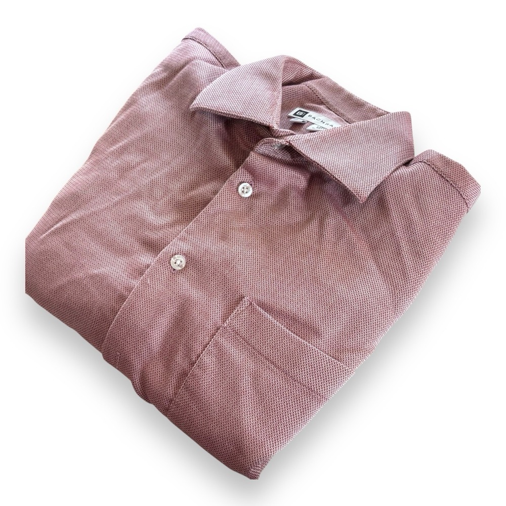 BACHRACH Mens Size 15 1/2- 34/35 Red Long Sleeve Button Up Shirt 100%‎ Cotton